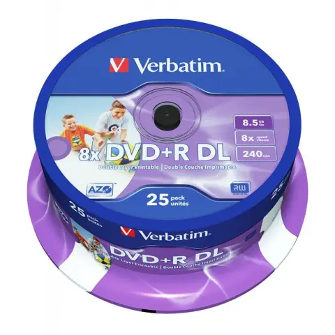 Płyty Verbatim DVD+R DL 8.5GB 8x - Spindle - 25szt. - Do Nadruku