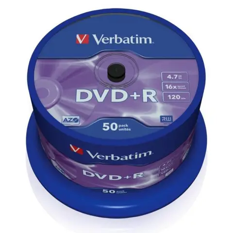 Płyty Verbatim DVD+R 4,7GB 16x - Cake Box - 50 szt.- Matt Silver