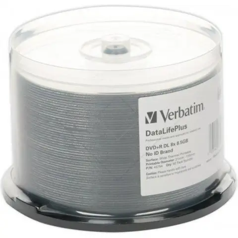 Verbatim  DVD R DL | 8,5 GB | x8 | 50szt |  WIDE THERMAL PRINTABLE-3833278