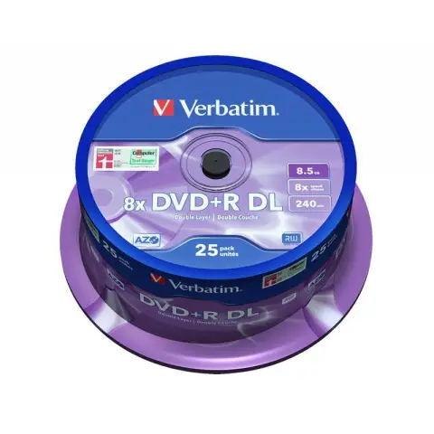 Płyty Verbatim DVD+R DL 8,5GB 8x - Spindle - 25szt.- Matt Silver