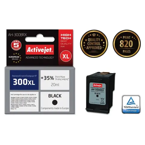 Tusz Activejet AH-300BRX (zamiennik HP 300XL CC641EE; Premium; 20 ml; czarny)-3584349