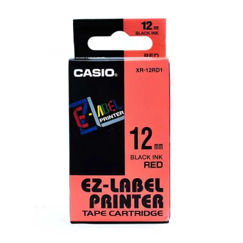 Casio taśma do drukarek etykiet do KL-60/120 | 12mx8m | czerwona/czarny druk