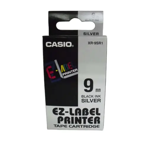 Casio taśma do drukarek etykiet do KL-60/120 | 9mmx8m | srebrna/czarny druk