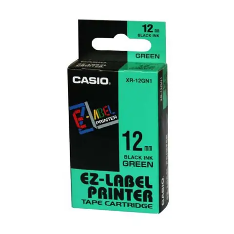 Casio taśma do drukarek etykiet do KL-60/120 | 12mmx8m | zielona/czarny druk