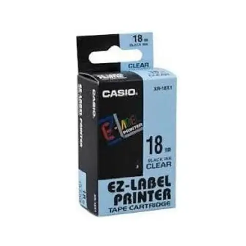 Casio taśma do drukarek etykiet do KL-70E/100E | 18mmx8m | clear/czarny druk