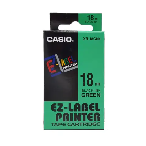 Casio taśma do drukarek etykiet do KL-70E/100E | 18mmx8m | zielona/czarny druk