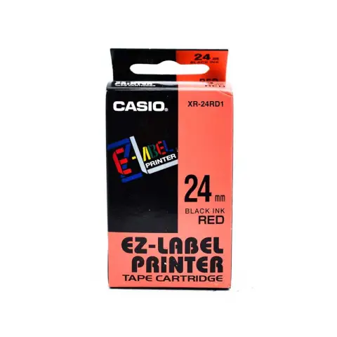Casio taśma do drukarek etykiet do KL-430/780 | 24mmx8m | czerwona/czarny druk