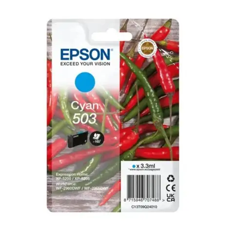Epson 503 cyan - Tusz cyan do Epson Expression Home XP-5200, XP-5205, WorkForce WF-2960, WF-2965