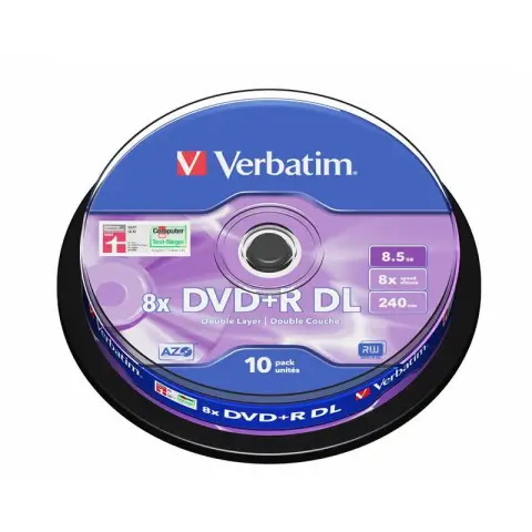 Płyty Verbatim DVD+R DL 8.5GB 8x - Spindle -10szt. - Matt Silver
