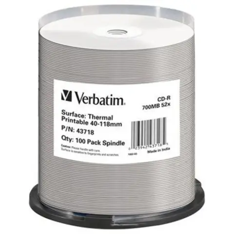 Verbatim CD-R | 700MB | x52 | 100szt | THERMAL SURFACE FOR RIMAGE PRISM-3833256
