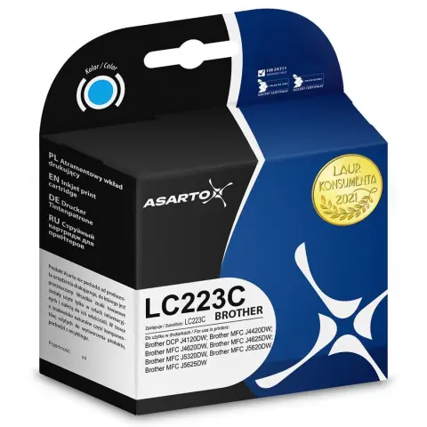 Tusz cyan zamiennik do Brother MFC-J4420, MFC-J4620, MFC-J5320, MFC-J5620, MFC-J5720 - Zamiennik LC223C