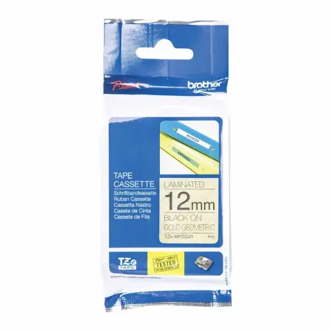 TaĹ?ma Brother 12mm x 4m czarny nadruk / geometryczne tĹ?o