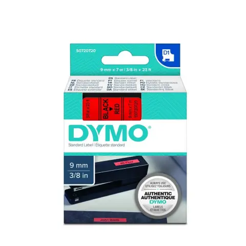 Dymo taĹ›ma do drukarek etykiet, D1 40917 | 9mm x 7m | czarny / czerwony