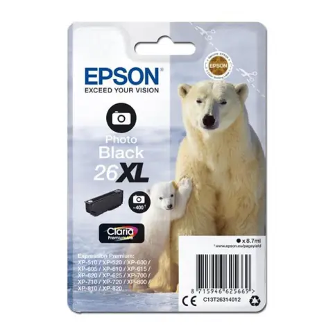 Epson T2631 - Tusz 26XL czarny fotograficzny do Epson XP-510, XP-520, XP-600, XP-610, XP-615 ...