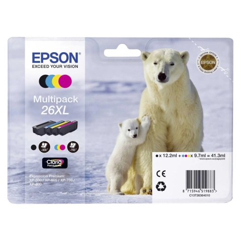 Zestaw tuszy Epson T2636 CMYK do drukarek (Oryginalny) 4-Pack