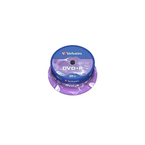 Płyty Verbatim DVD+R 4,7GB 16x - Cake Box - 25 szt. Matt Silver