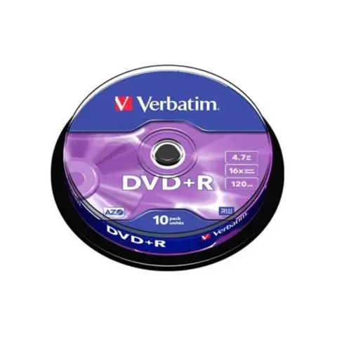 Płyty Verbatim DVD+R 4,7GB 16x - Cake Box - 10 szt.- Matt Silver