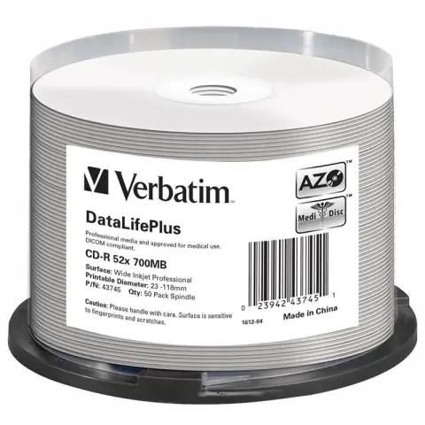 Płyty Verbatim CD-R 700MB 52x - Cake Box 50 szt. - Do nadruku
