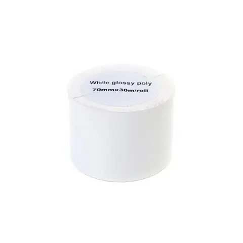Etykiety błyszczące w rolce JetWorld Białe 70mm*30m zamiennik do Epson TM-3500 (rolka z perforacją wzdłużną, wielkość rdzenia 51mm)
