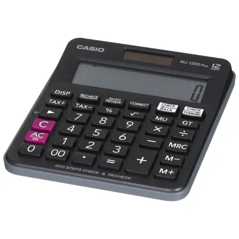 KALKULATOR BIUROWY CASIO MJ-120D PLUS CZARNY, 12 CYFROWY WYŚWIETLACZ