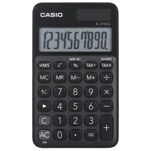 CASIO KALKULATOR KIESZONKOWY SL-310UC-BK CZARNY, 10 CYFROWY WYŚWIETLACZ-9477179